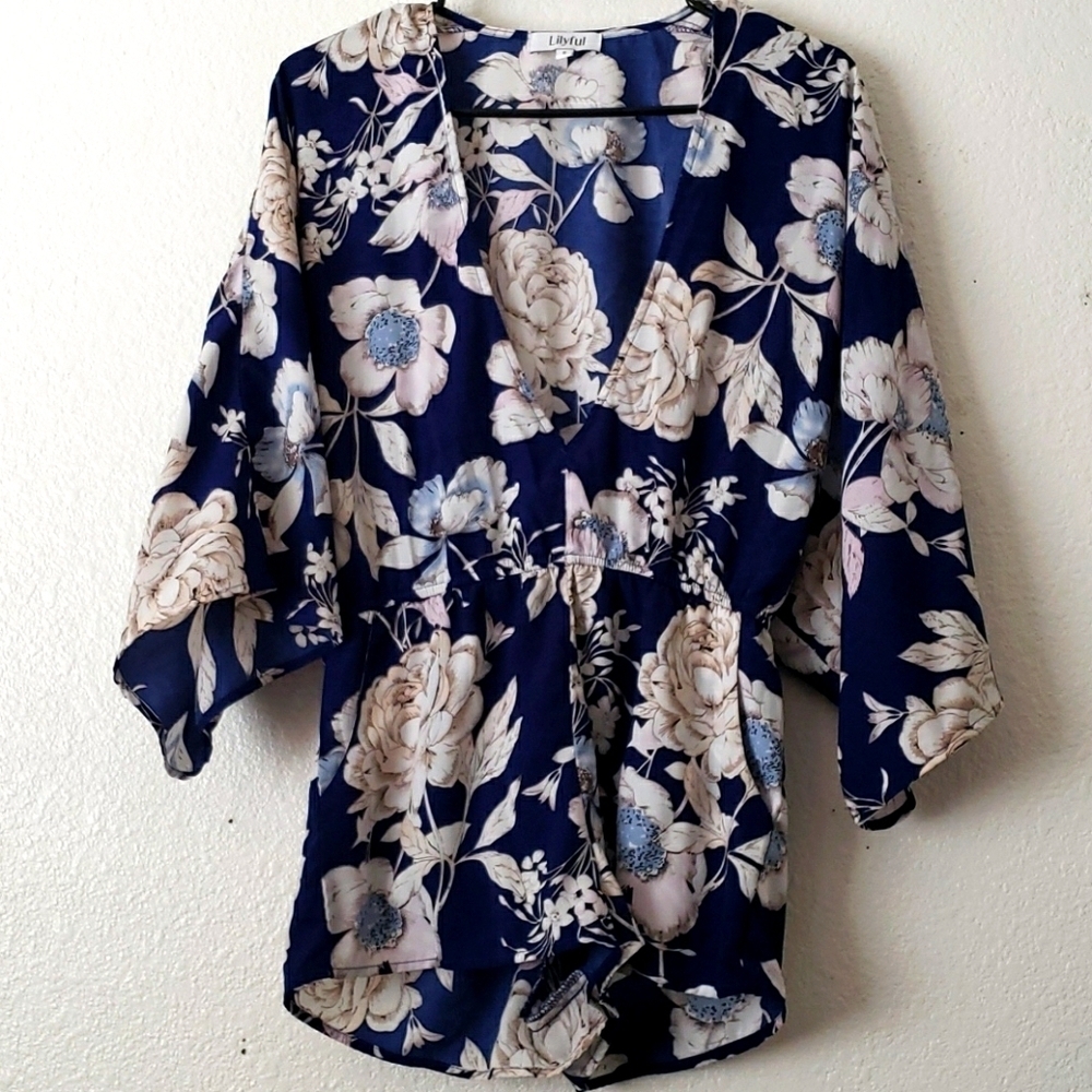 Lilyful Blue Floral Romper Size S